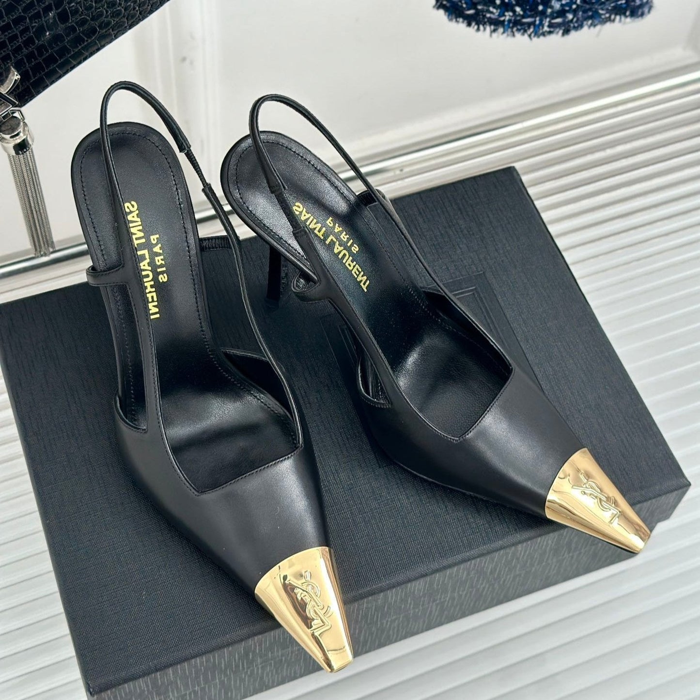 SL JEANNE SLINGBACK PUMPS BLACK CALFSKIN - 35