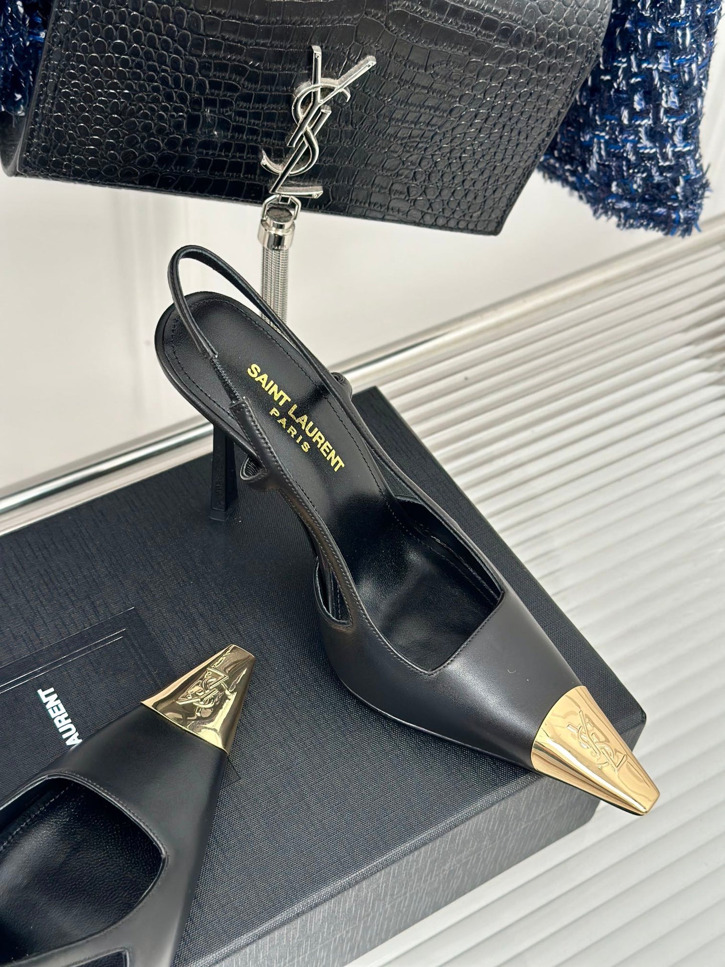SL JEANNE SLINGBACK PUMPS BLACK CALFSKIN - 35
