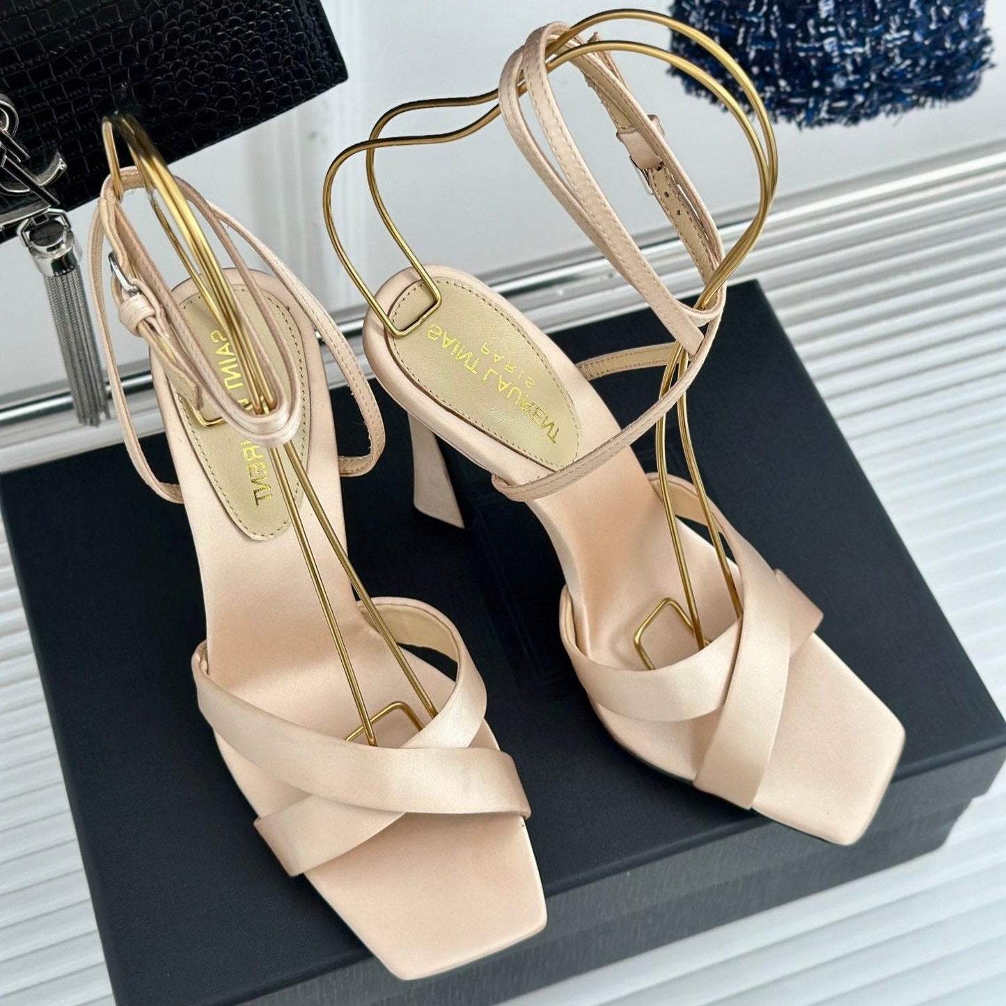 SL CORINNE SANDALS BEIGE SATIN CREPE - 34