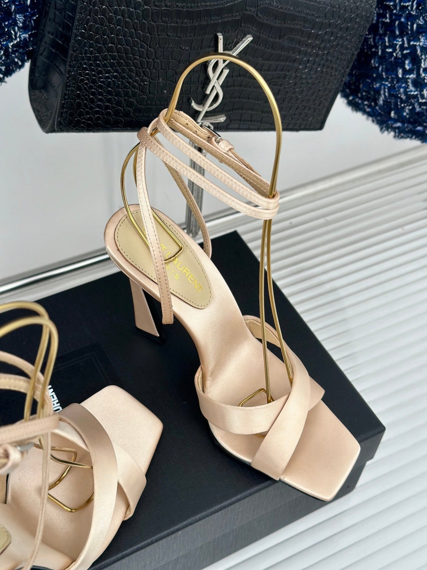 SL CORINNE SANDALS BEIGE SATIN CREPE - 34