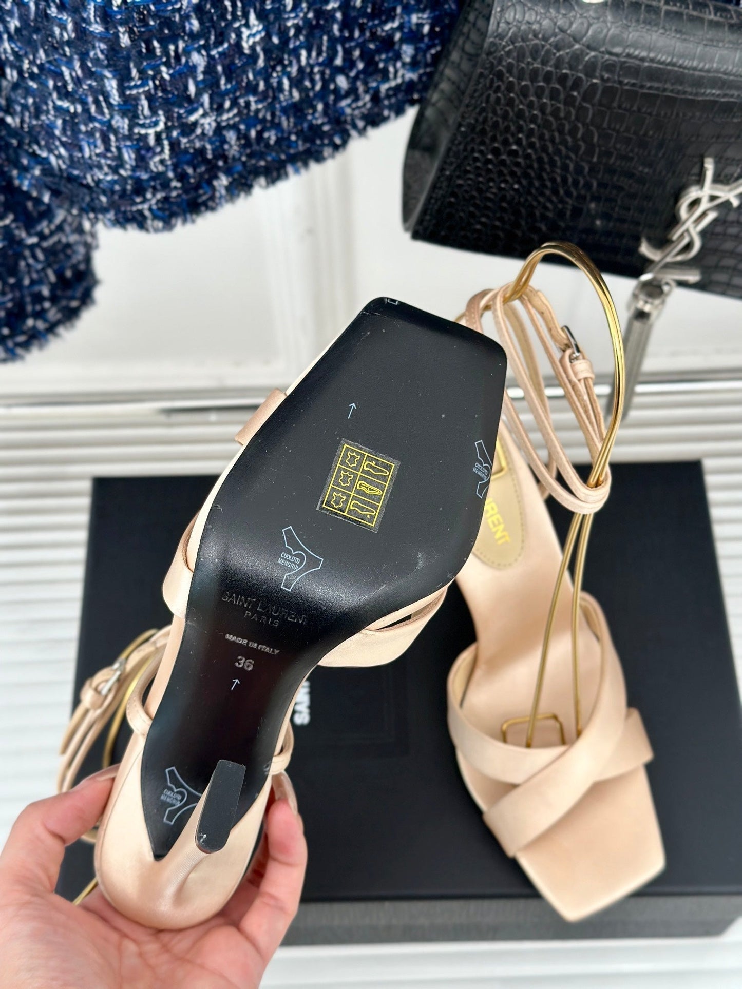SL CORINNE SANDALS BEIGE SATIN CREPE - 34
