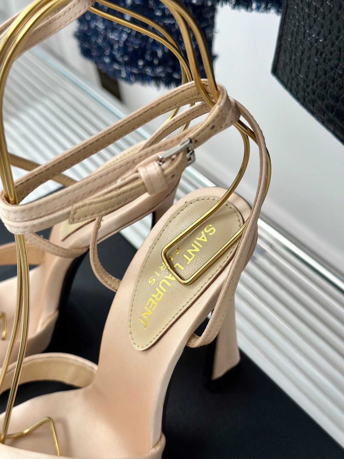 SL CORINNE SANDALS BEIGE SATIN CREPE - 34