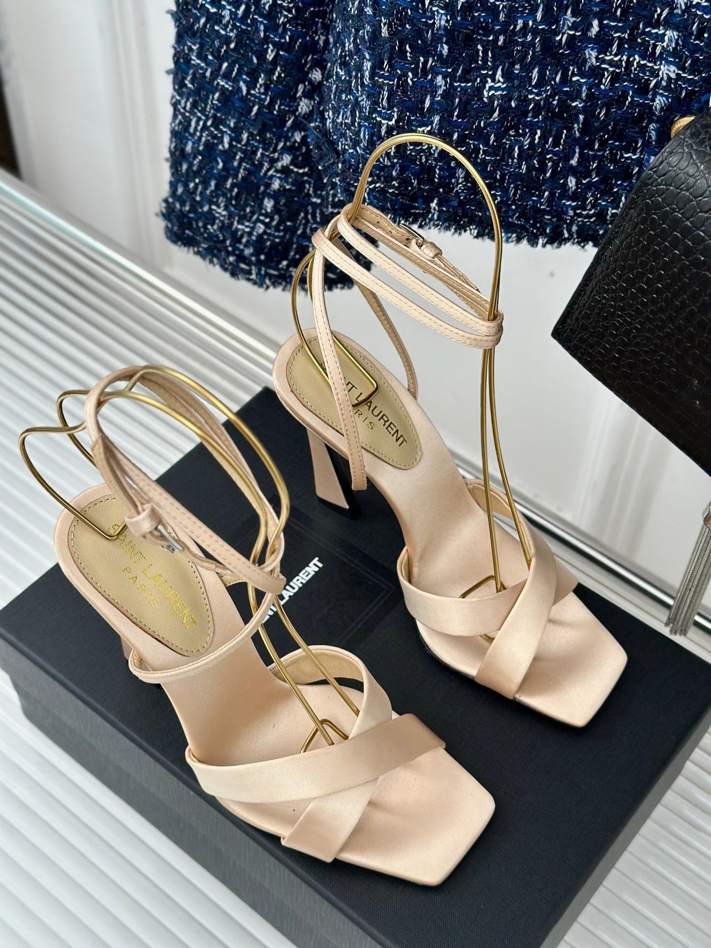 SL CORINNE SANDALS BEIGE SATIN CREPE - 34