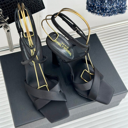 SL CORINNE SANDALS BLACK SATIN CREPE - 34