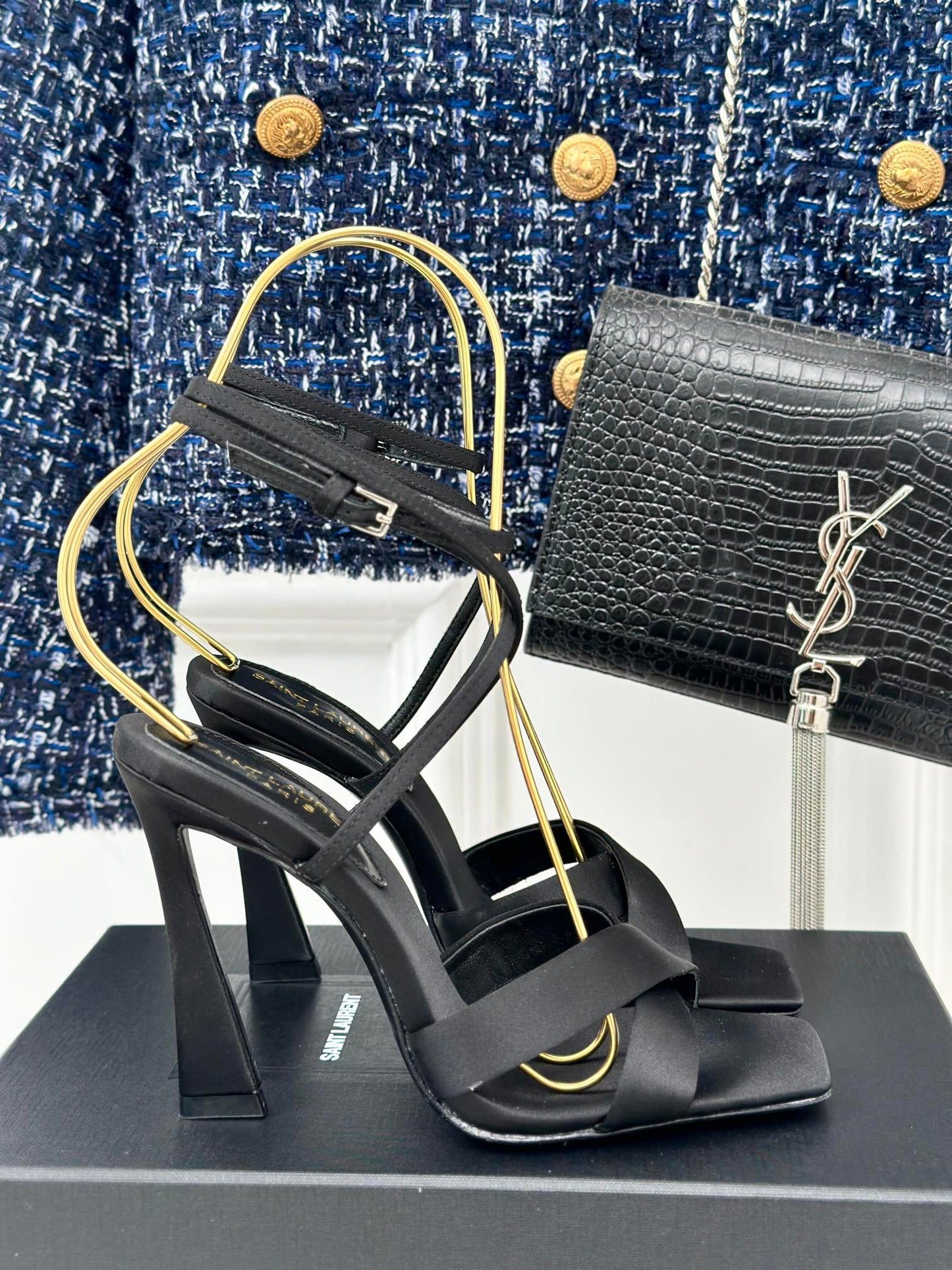 SL CORINNE SANDALS BLACK SATIN CREPE - 34