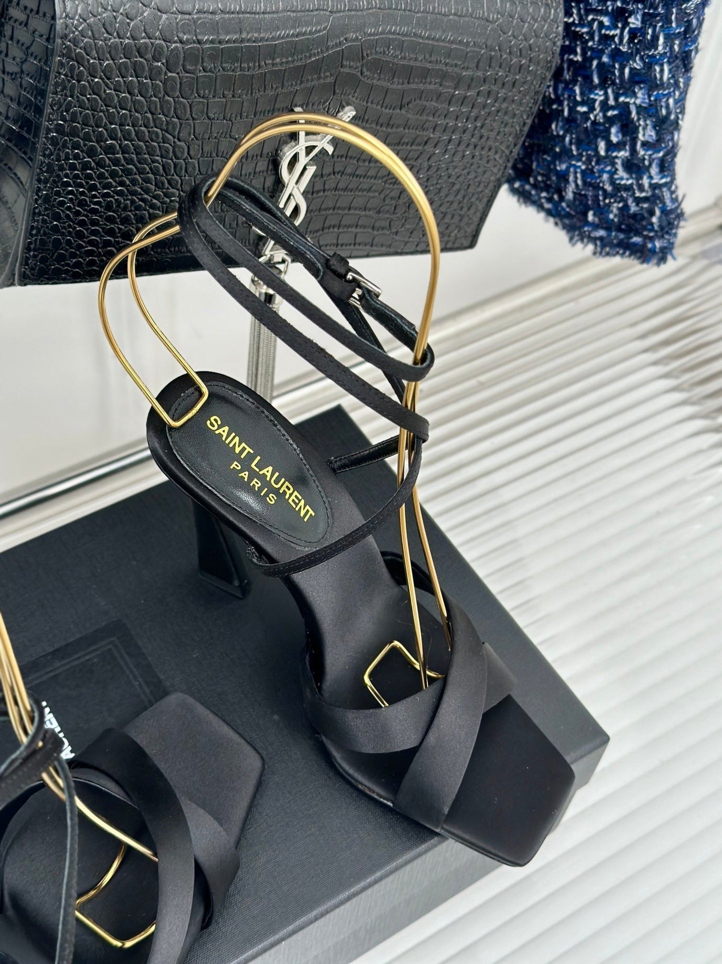 SL CORINNE SANDALS BLACK SATIN CREPE - 34