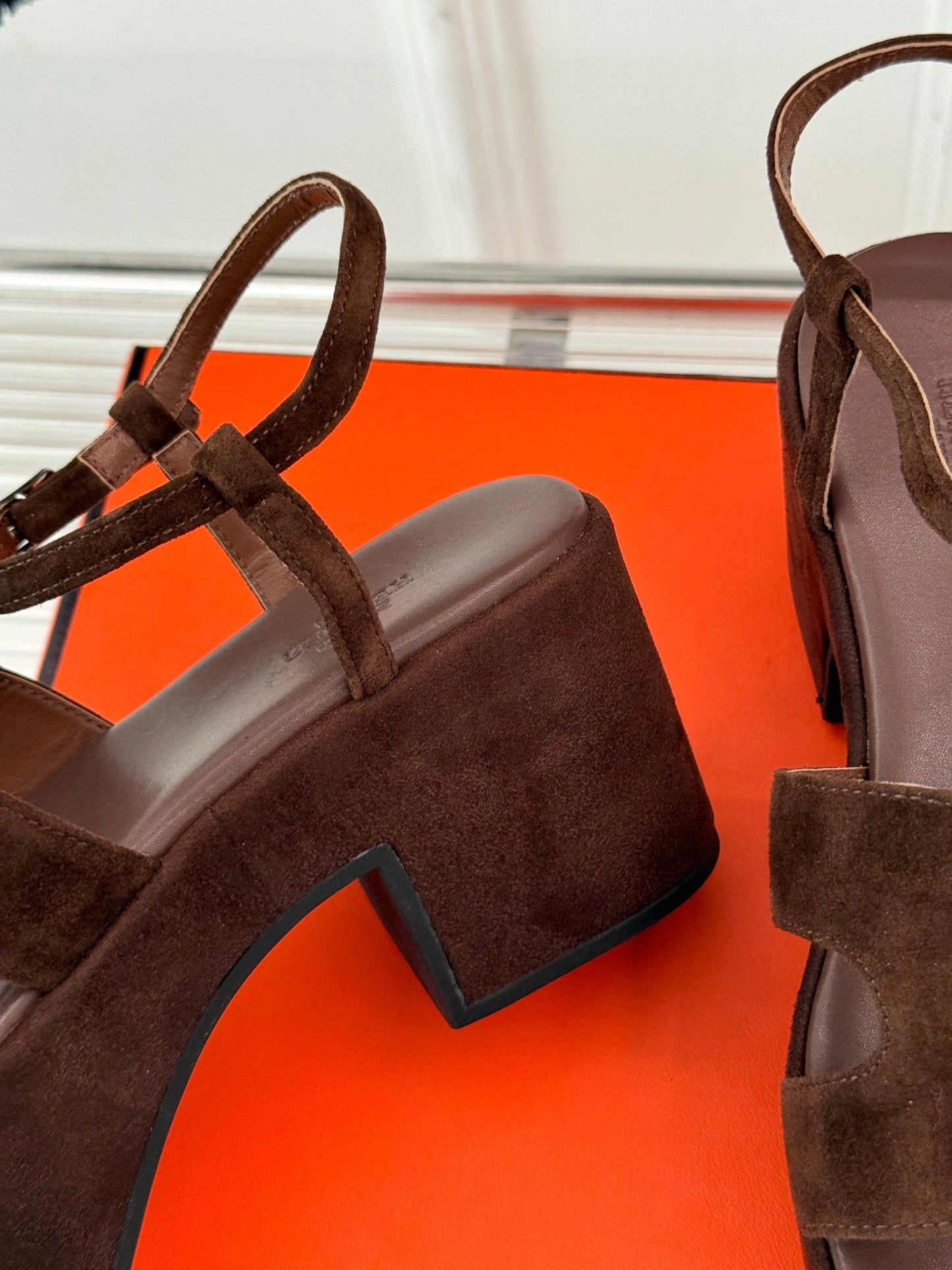 HM 25S JAM 30 HIGH-HEEL SANDAL IN DARK BROWN SUEDE - 35
