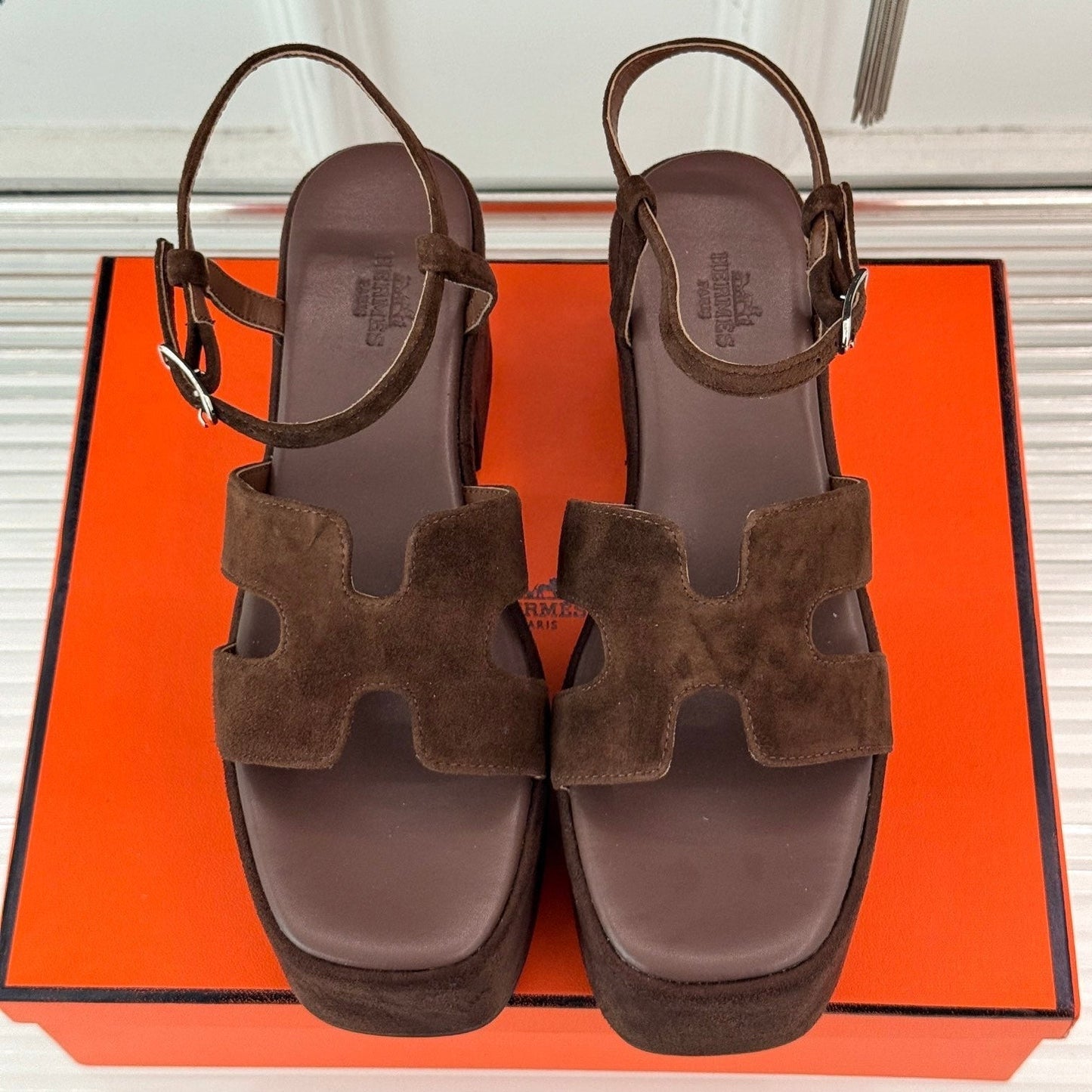 HM 25S JAM 30 HIGH-HEEL SANDAL IN DARK BROWN SUEDE - 35