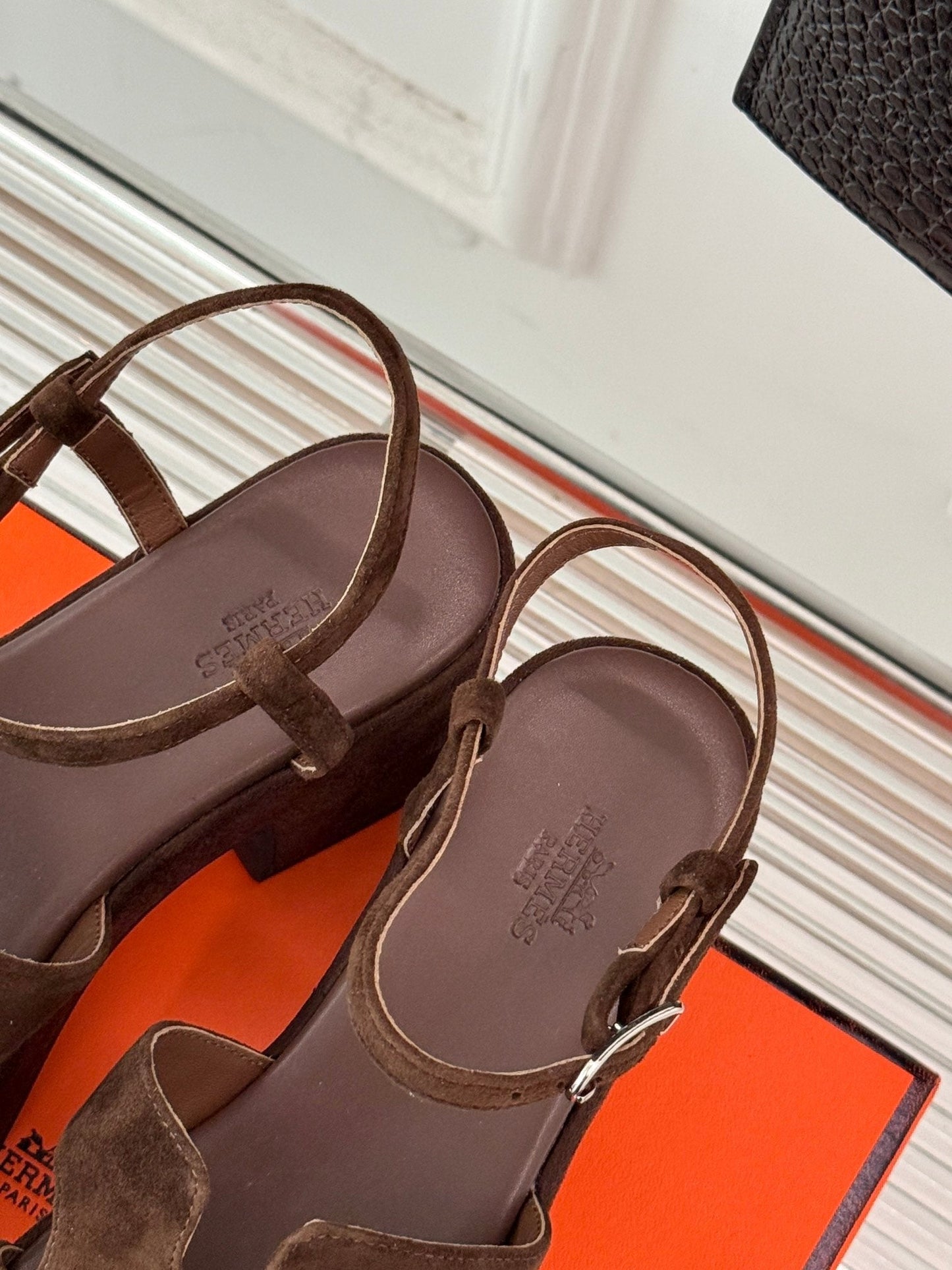 HM 25S JAM 30 HIGH-HEEL SANDAL IN DARK BROWN SUEDE - 35