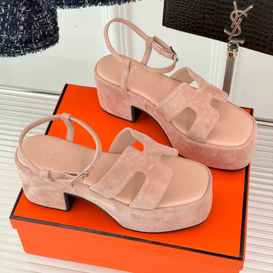 HM 25S JAM 30 HIGH-HEEL SANDAL IN PEACH PINK SUEDE - 35