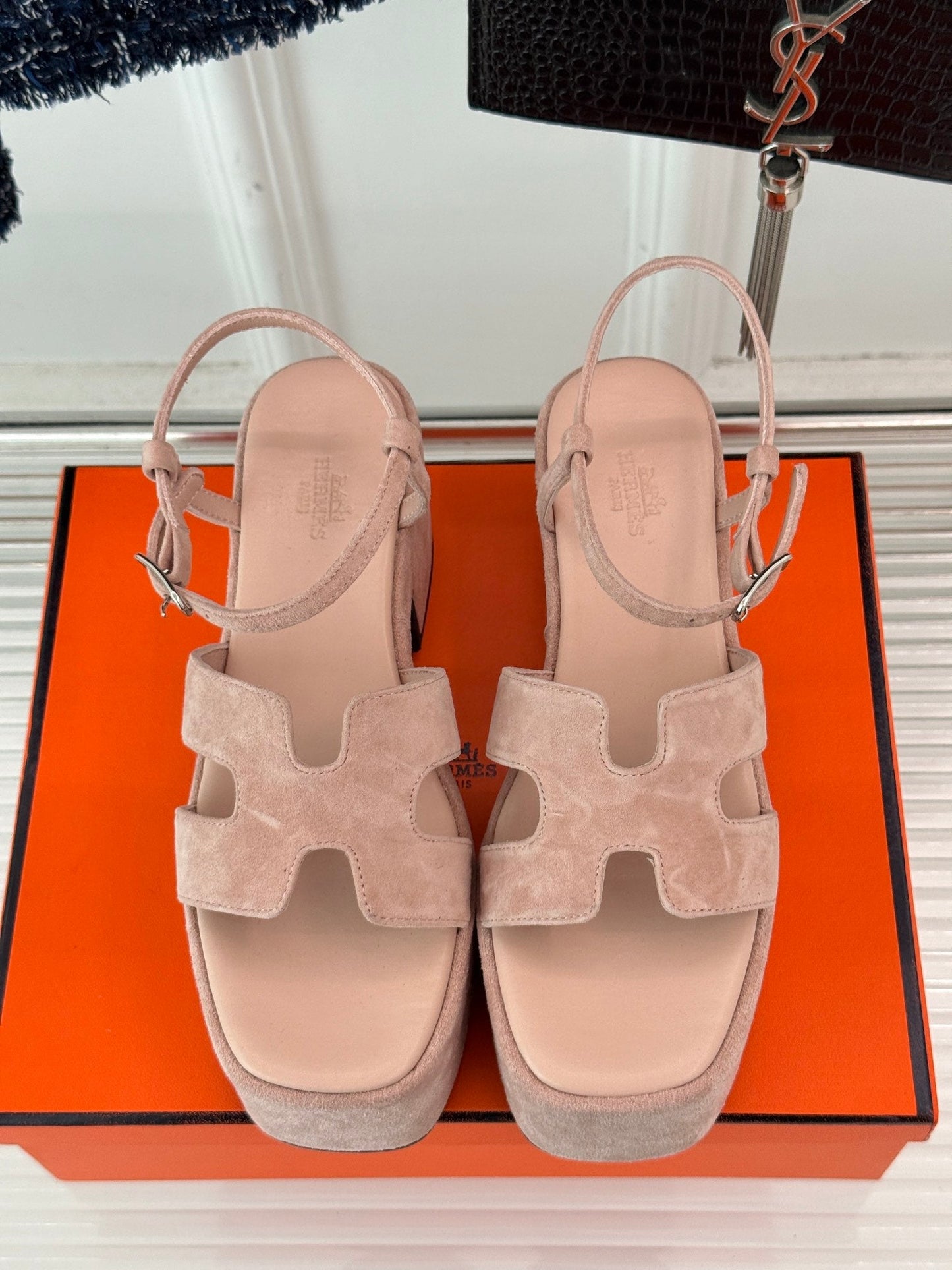HM 25S JAM 30 HIGH-HEEL SANDAL IN PEACH PINK SUEDE - 35