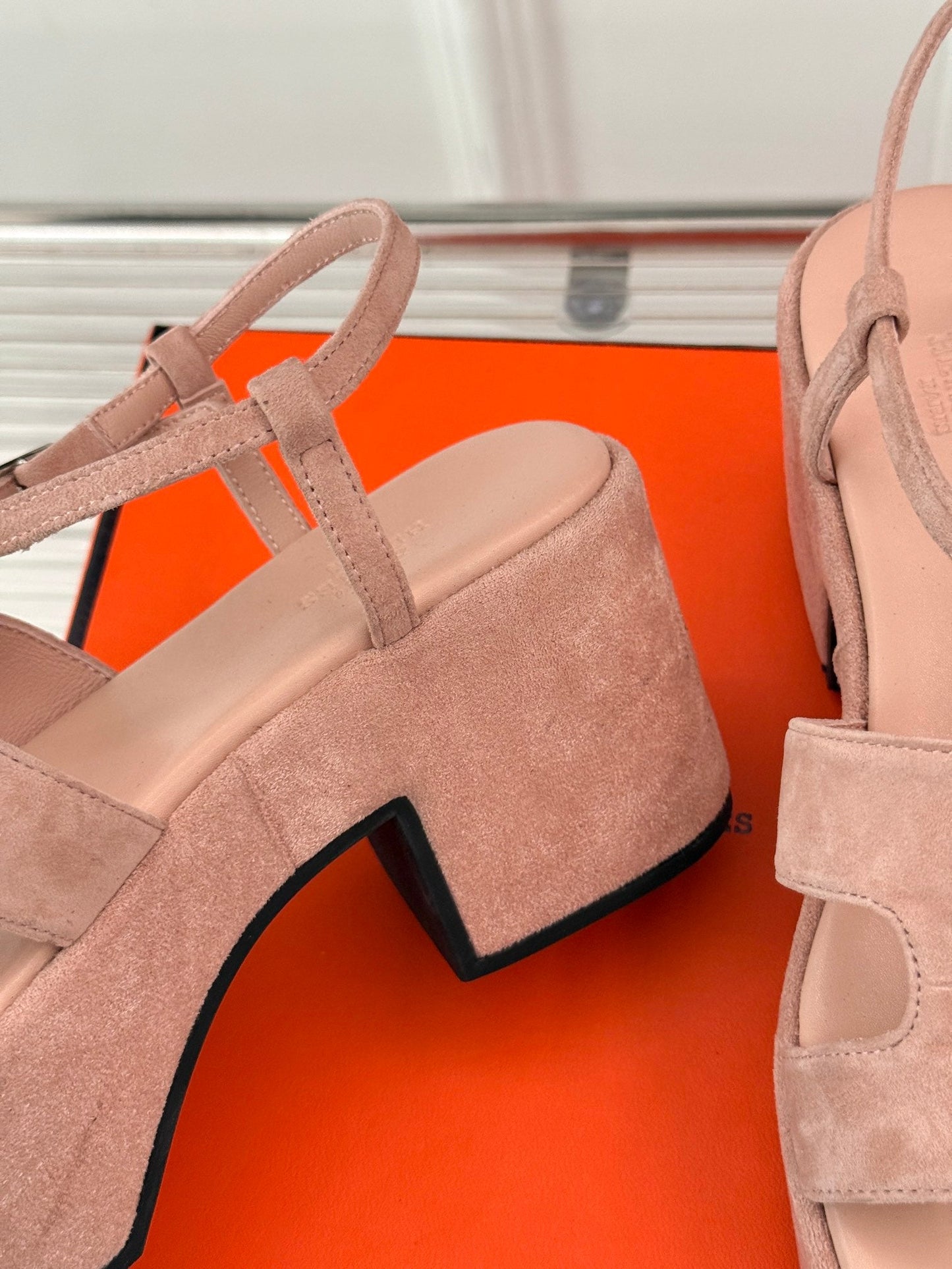 HM 25S JAM 30 HIGH-HEEL SANDAL IN PEACH PINK SUEDE - 35