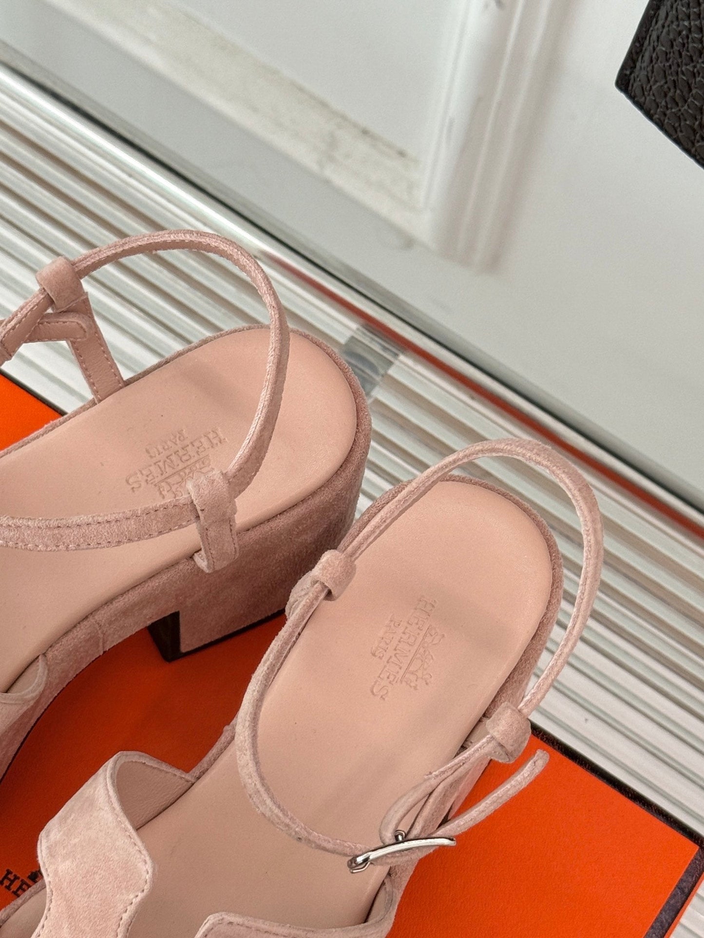 HM 25S JAM 30 HIGH-HEEL SANDAL IN PEACH PINK SUEDE - 35
