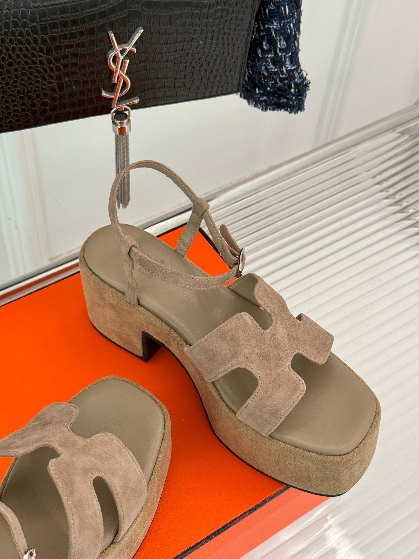 HM 25S JAM 30 HIGH-HEEL SANDAL IN TERRACOTTA BEIGE SUEDE - 35
