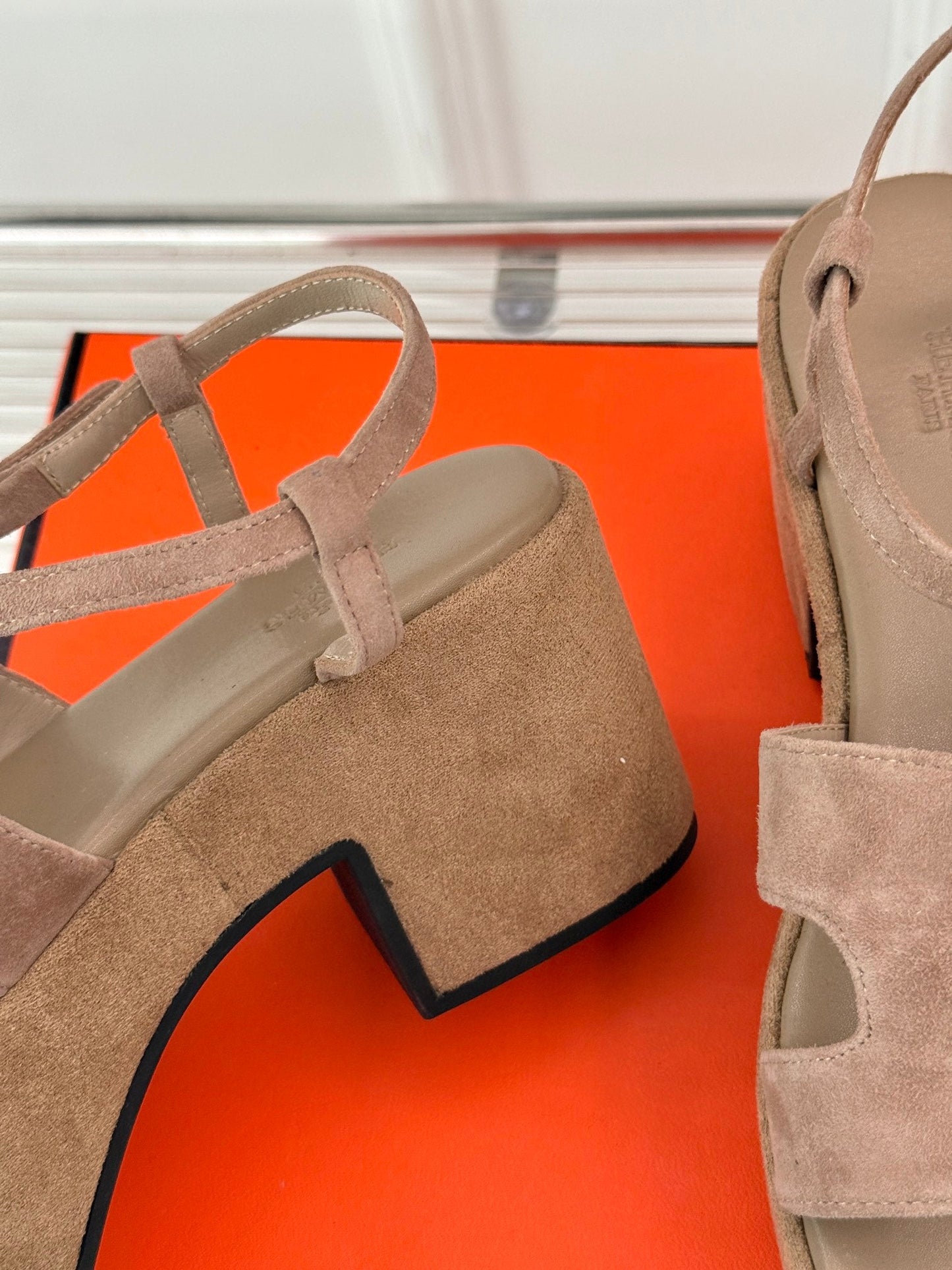 HM 25S JAM 30 HIGH-HEEL SANDAL IN TERRACOTTA BEIGE SUEDE - 35