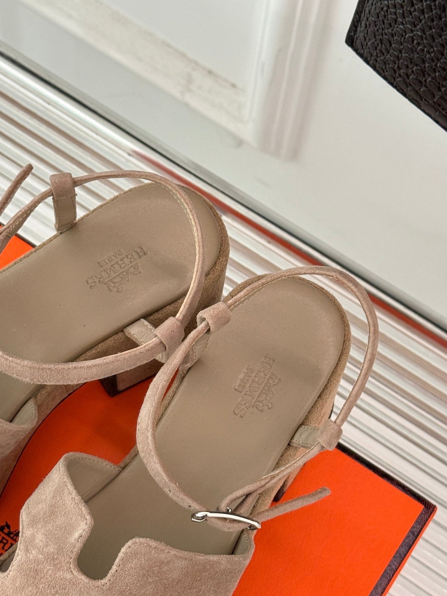 HM 25S JAM 30 HIGH-HEEL SANDAL IN TERRACOTTA BEIGE SUEDE - 35
