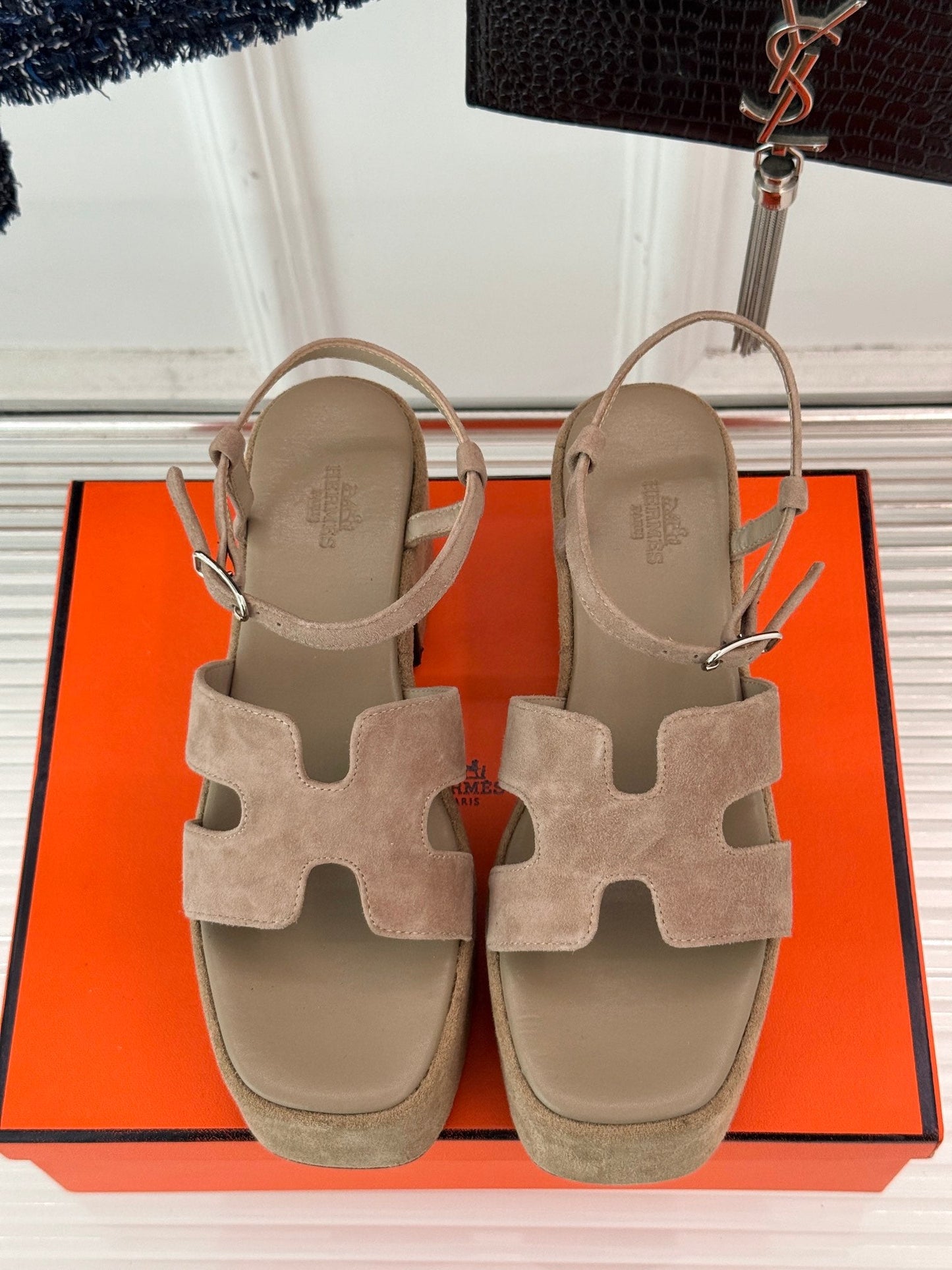 HM 25S JAM 30 HIGH-HEEL SANDAL IN TERRACOTTA BEIGE SUEDE - 35