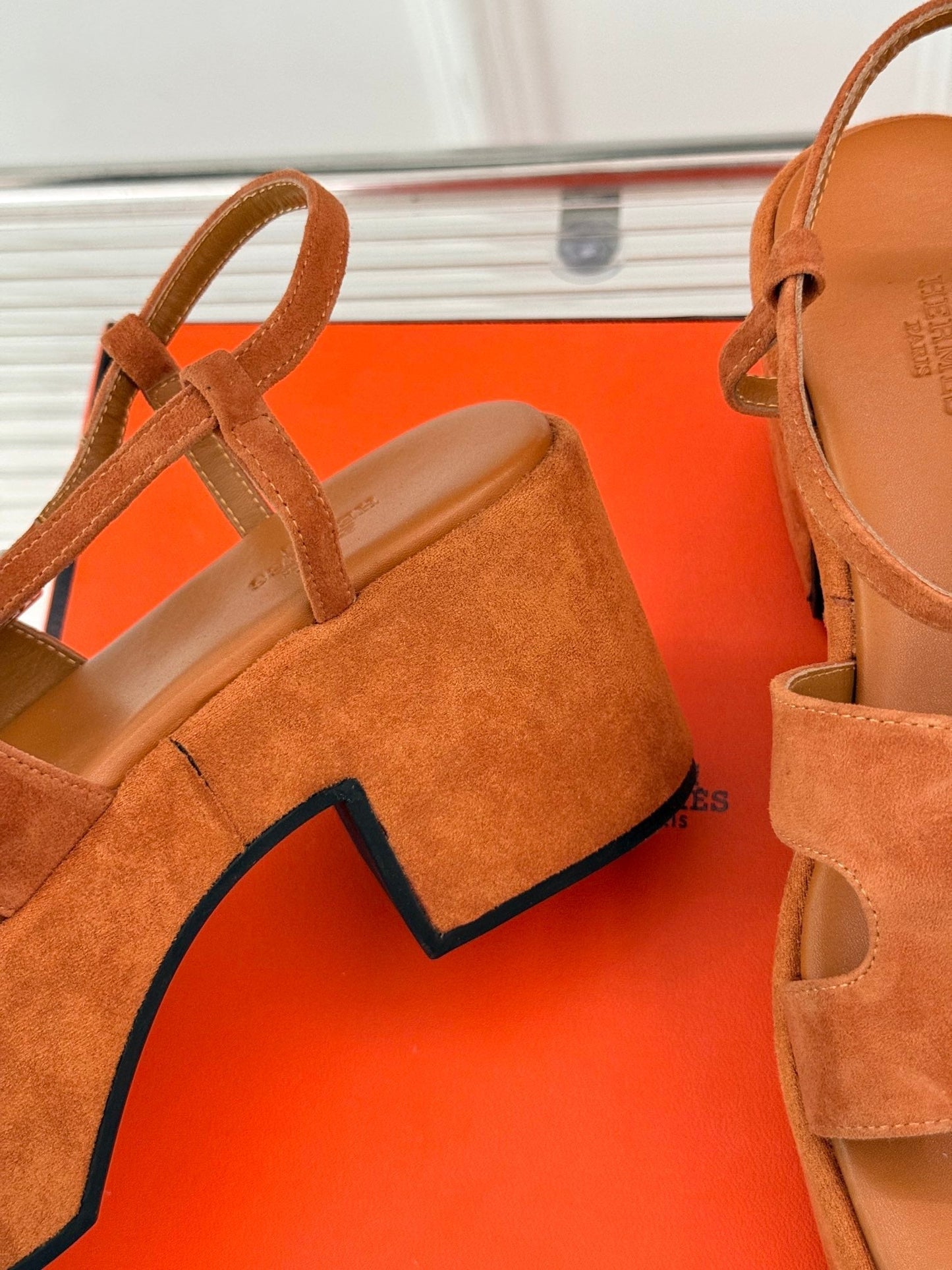 HM 25S JAM 30 HIGH-HEEL SANDAL IN TERRACOTTA ORANGE SUEDE - 35
