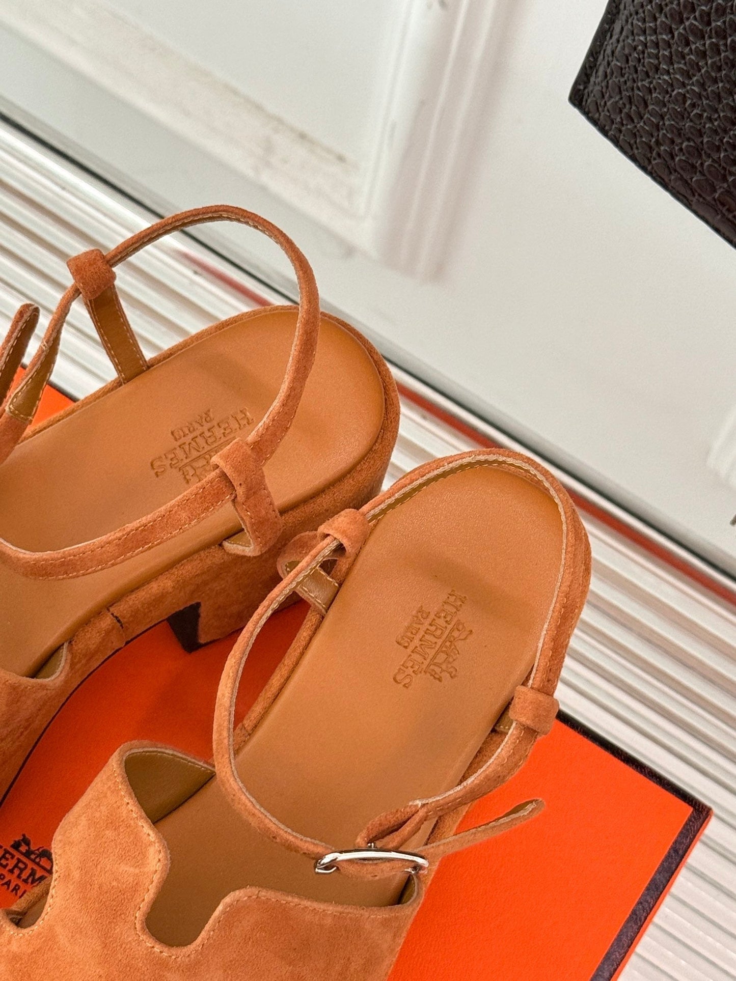 HM 25S JAM 30 HIGH-HEEL SANDAL IN TERRACOTTA ORANGE SUEDE - 35