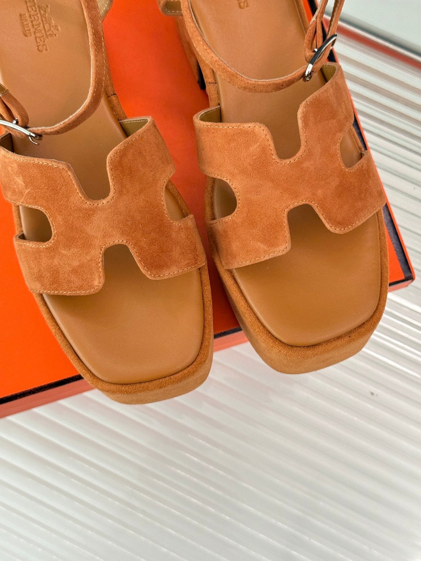 HM 25S JAM 30 HIGH-HEEL SANDAL IN TERRACOTTA ORANGE SUEDE - 35