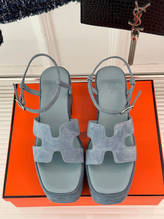 HM 25S JAM 30 HIGH-HEEL SANDAL IN STEEL BLUE GRAY SUEDE - 35