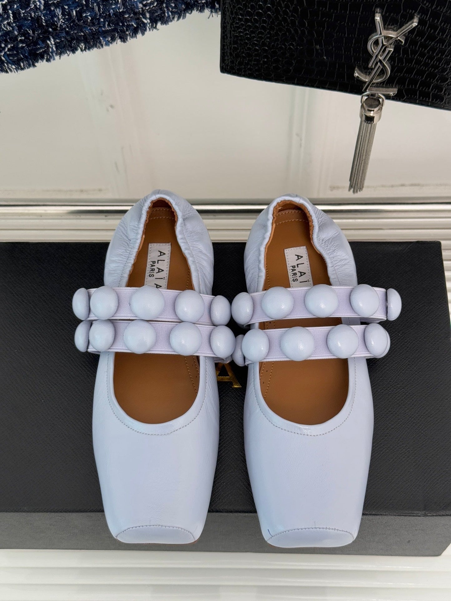 ALAIA MARY JANE PEARL IN PALE PURPLE GLOSSY LAMBSKIN - 34