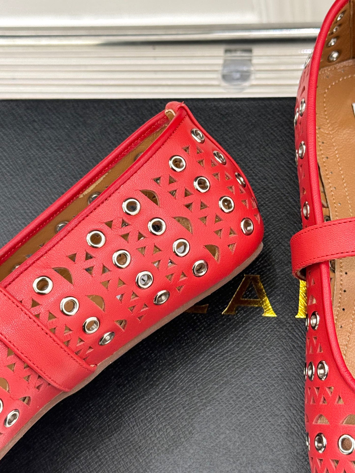 MARY JANE IN CHERRY RED CALFSKIN - 35