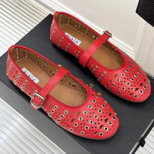 MARY JANE IN CHERRY RED CALFSKIN - 35
