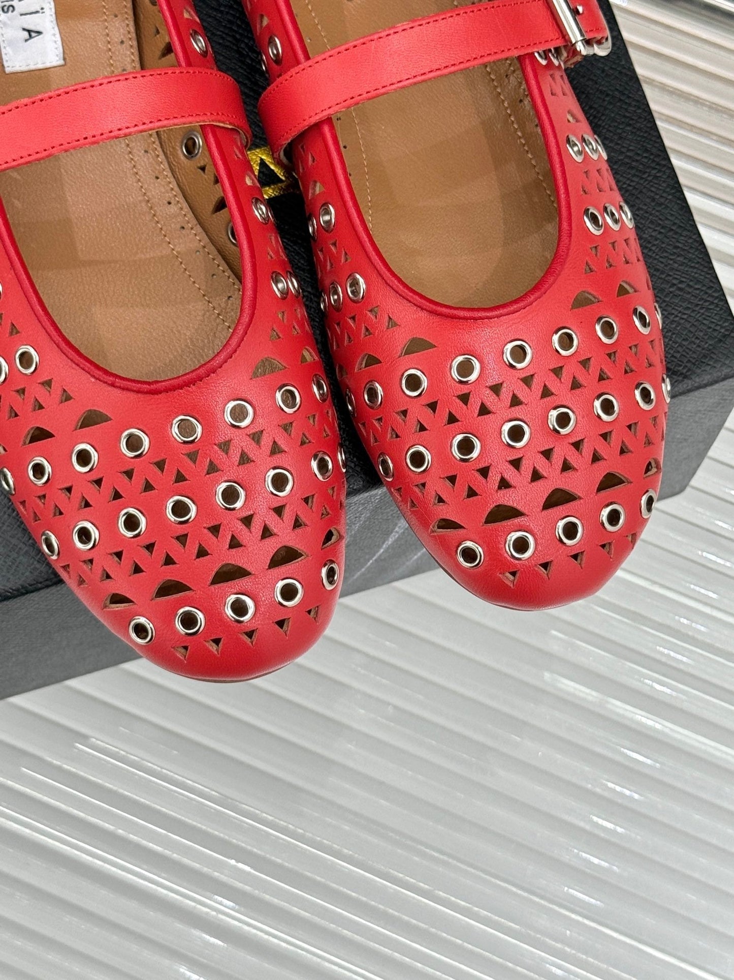 MARY JANE IN CHERRY RED CALFSKIN - 35