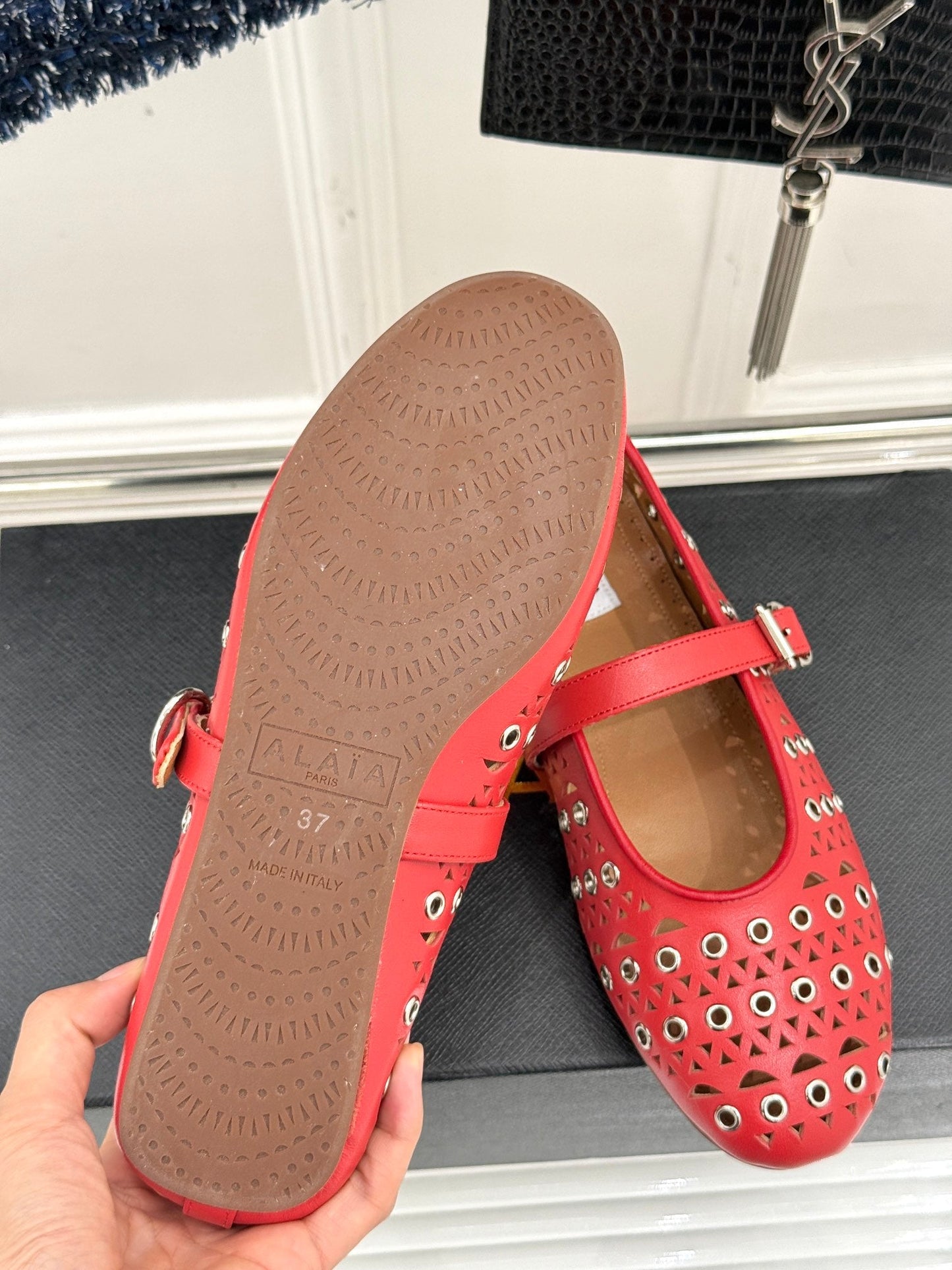 MARY JANE IN CHERRY RED CALFSKIN - 35