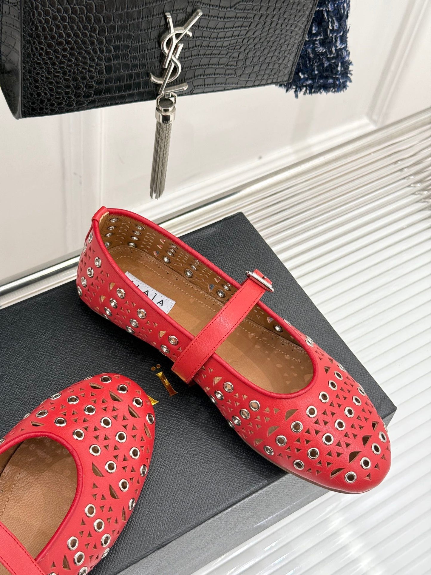 MARY JANE IN CHERRY RED CALFSKIN - 35