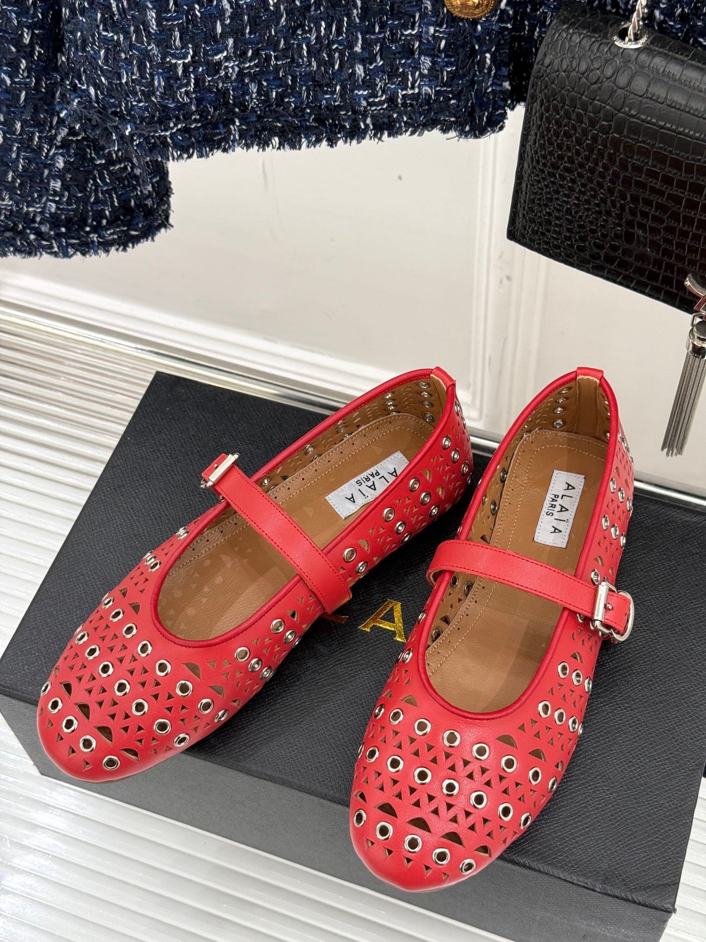 MARY JANE IN CHERRY RED CALFSKIN - 35