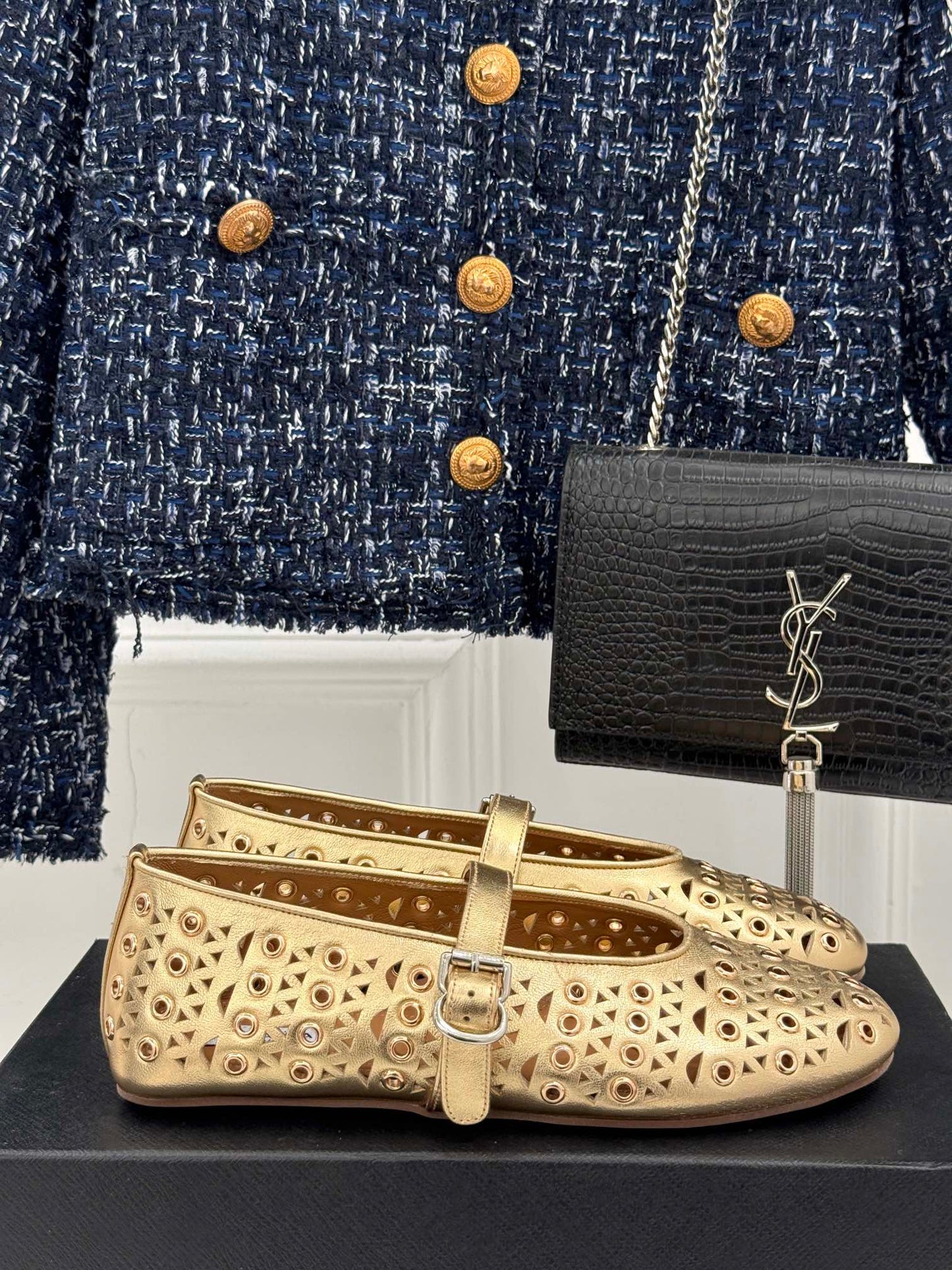 MARY JANE IN METALLIC GOLD CALFSKIN - 35