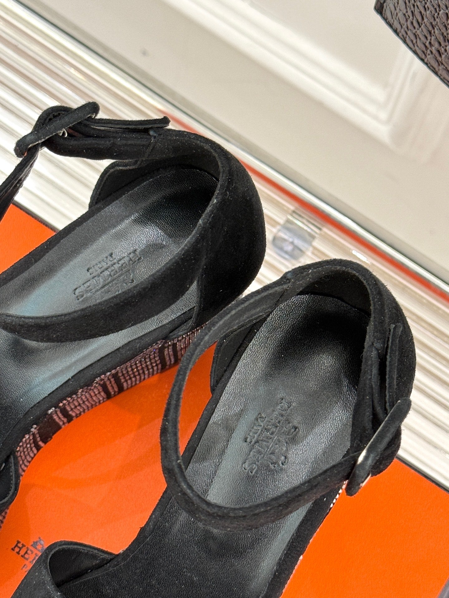 ILLUSION 35 SANDAL IN BLACK SUEDE WITH RHINESTONE DETAILS - 35