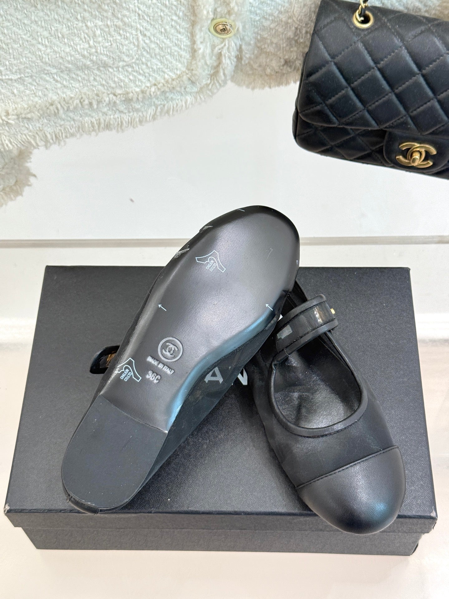 FLAT SHOES IN BLACK MESH MIX LAMBSKIN - 35