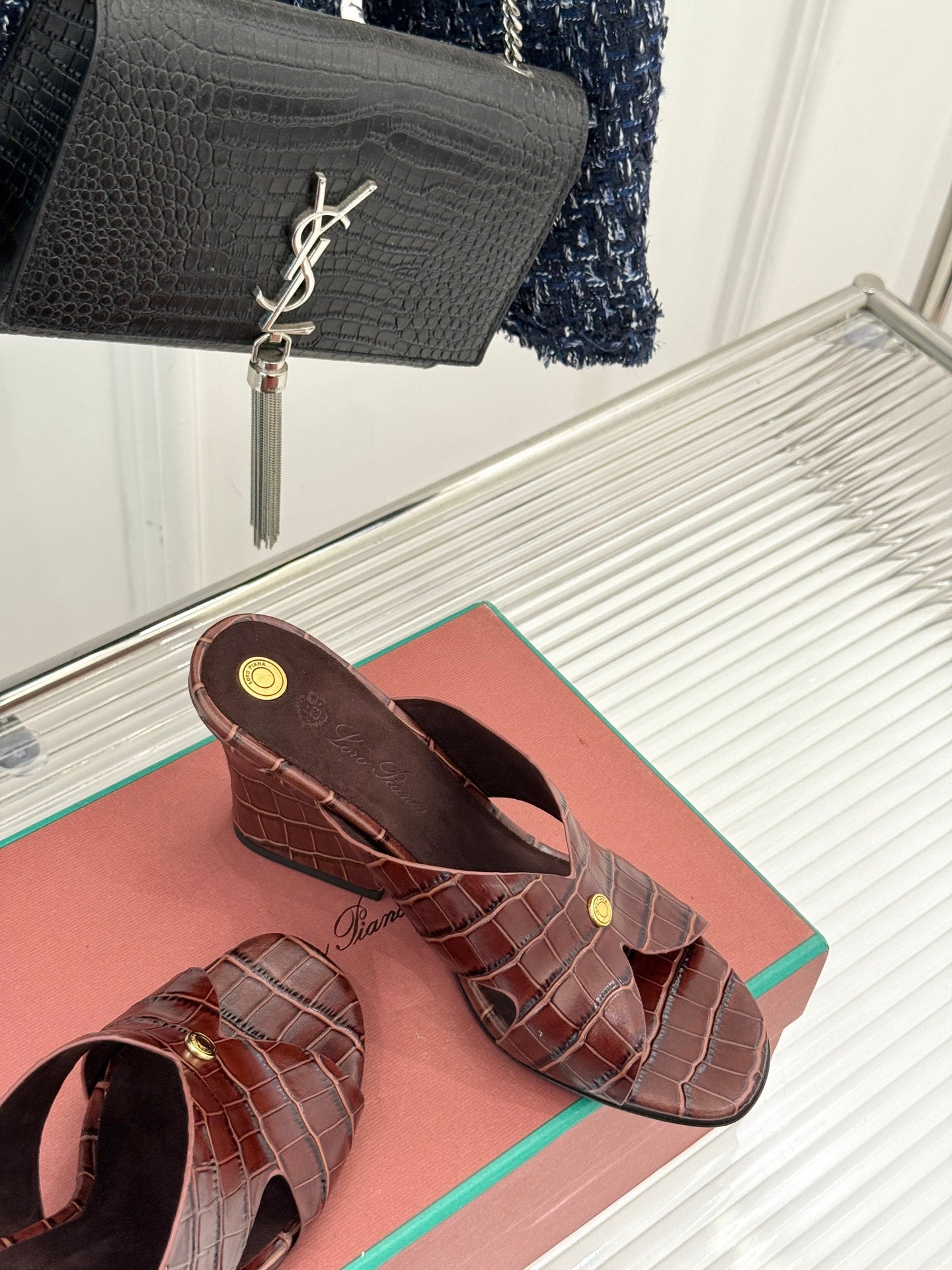 LP HIGH HEEL 25S IN MAHOGANY RED LAMBSKIN SNAKE EMBOSSING - 35