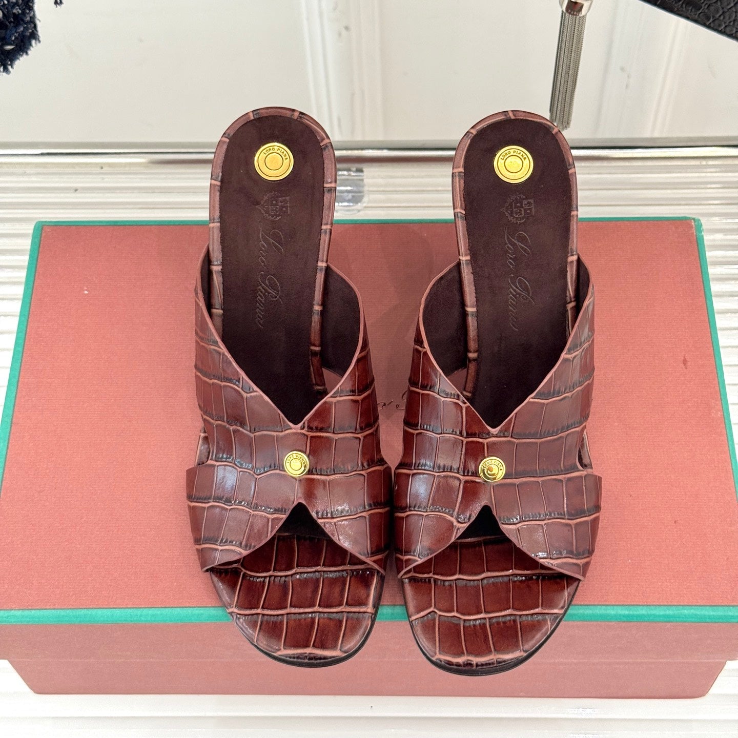 LP HIGH HEEL 25S IN MAHOGANY RED LAMBSKIN SNAKE EMBOSSING - 35