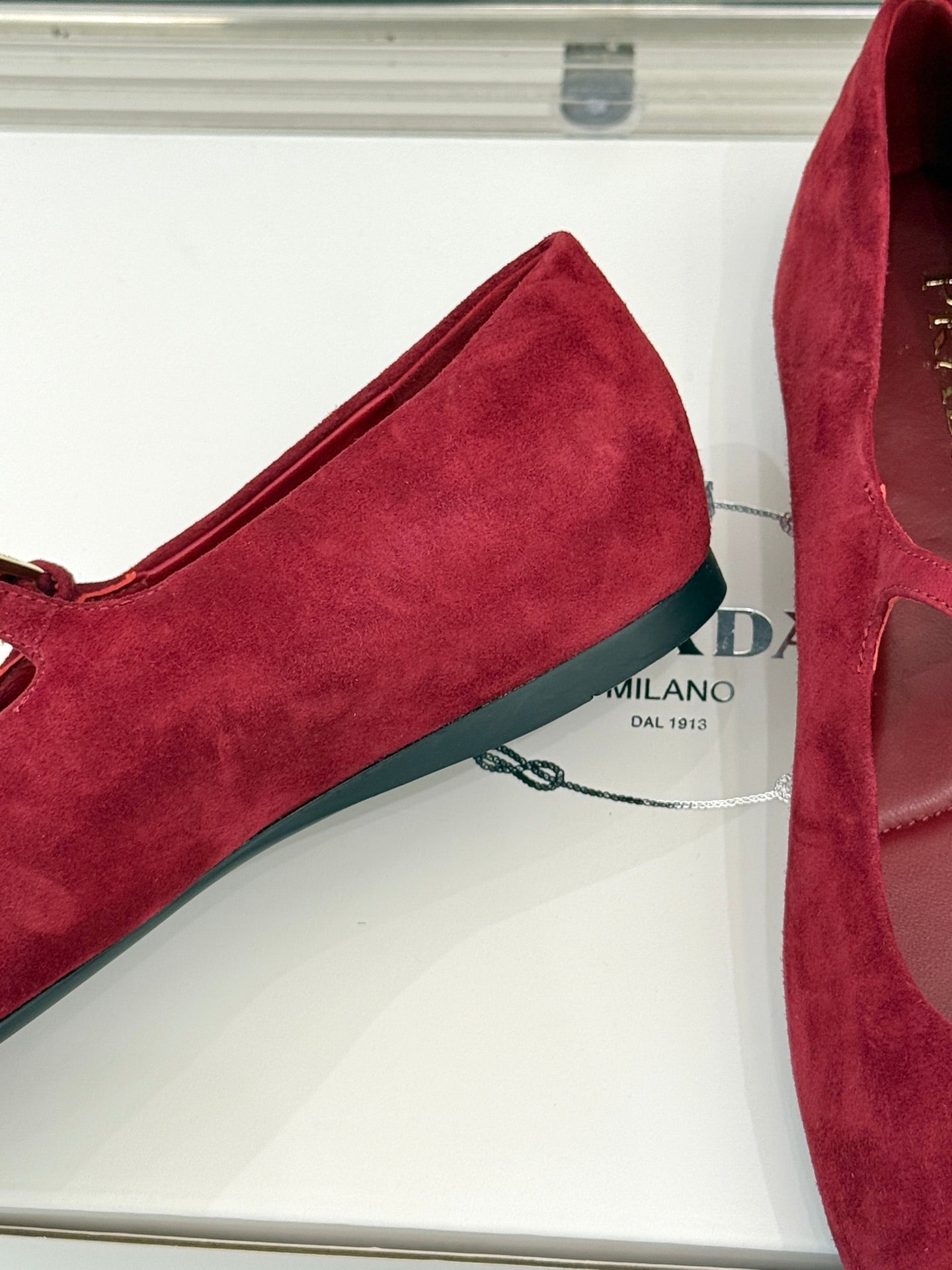 PRADA 25S SOFT PADDED BALLERINAS IN DARK RED SUEDE - 35