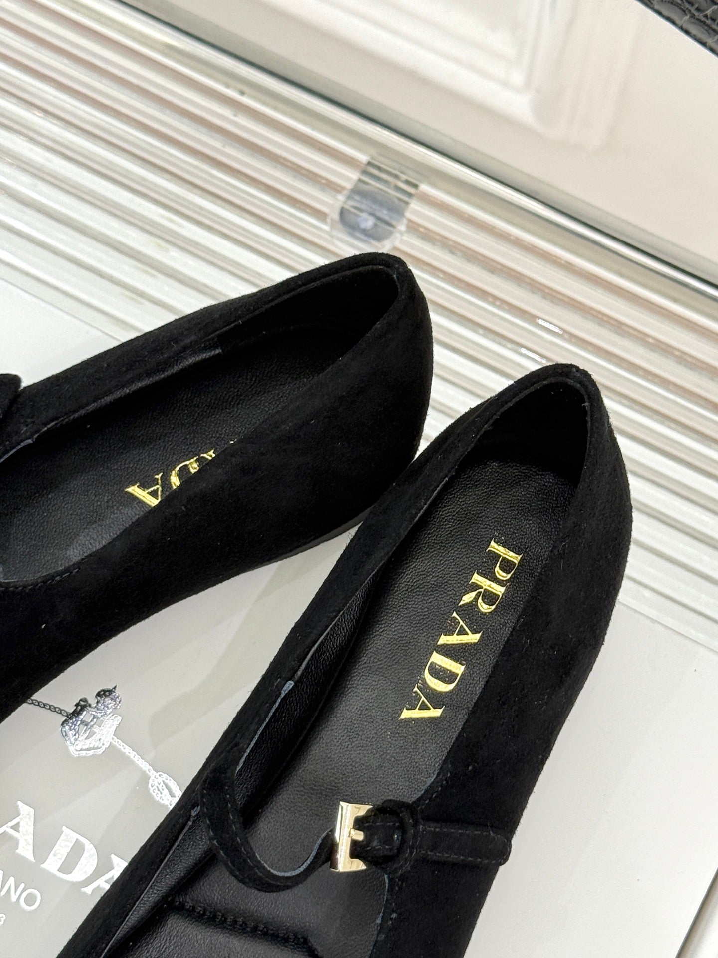 PRADA 25S SOFT PADDED BALLERINAS IN BLACK SUEDE - 35