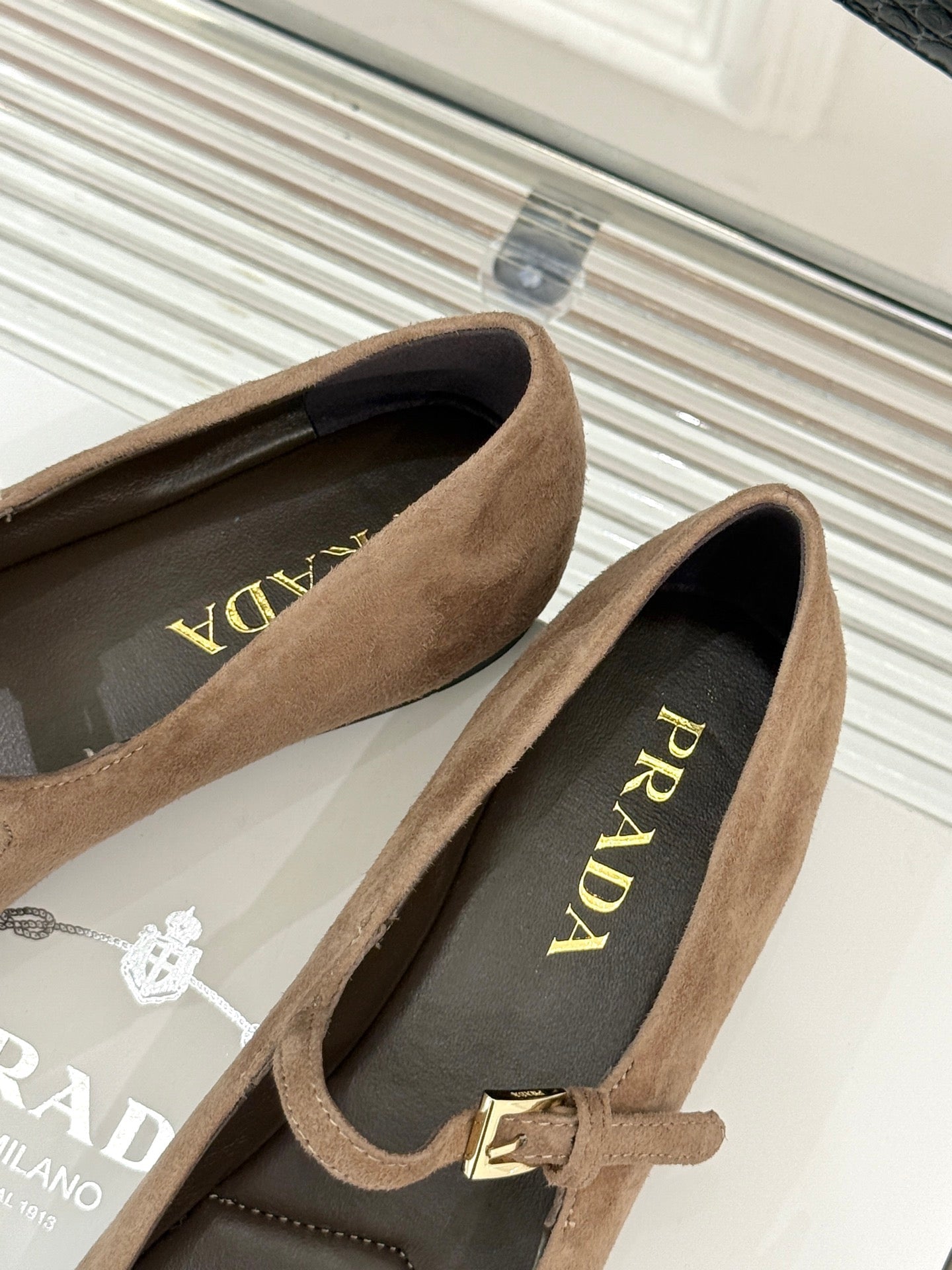 PRADA 25S SOFT PADDED BALLERINAS IN BROWN SUEDE - 35
