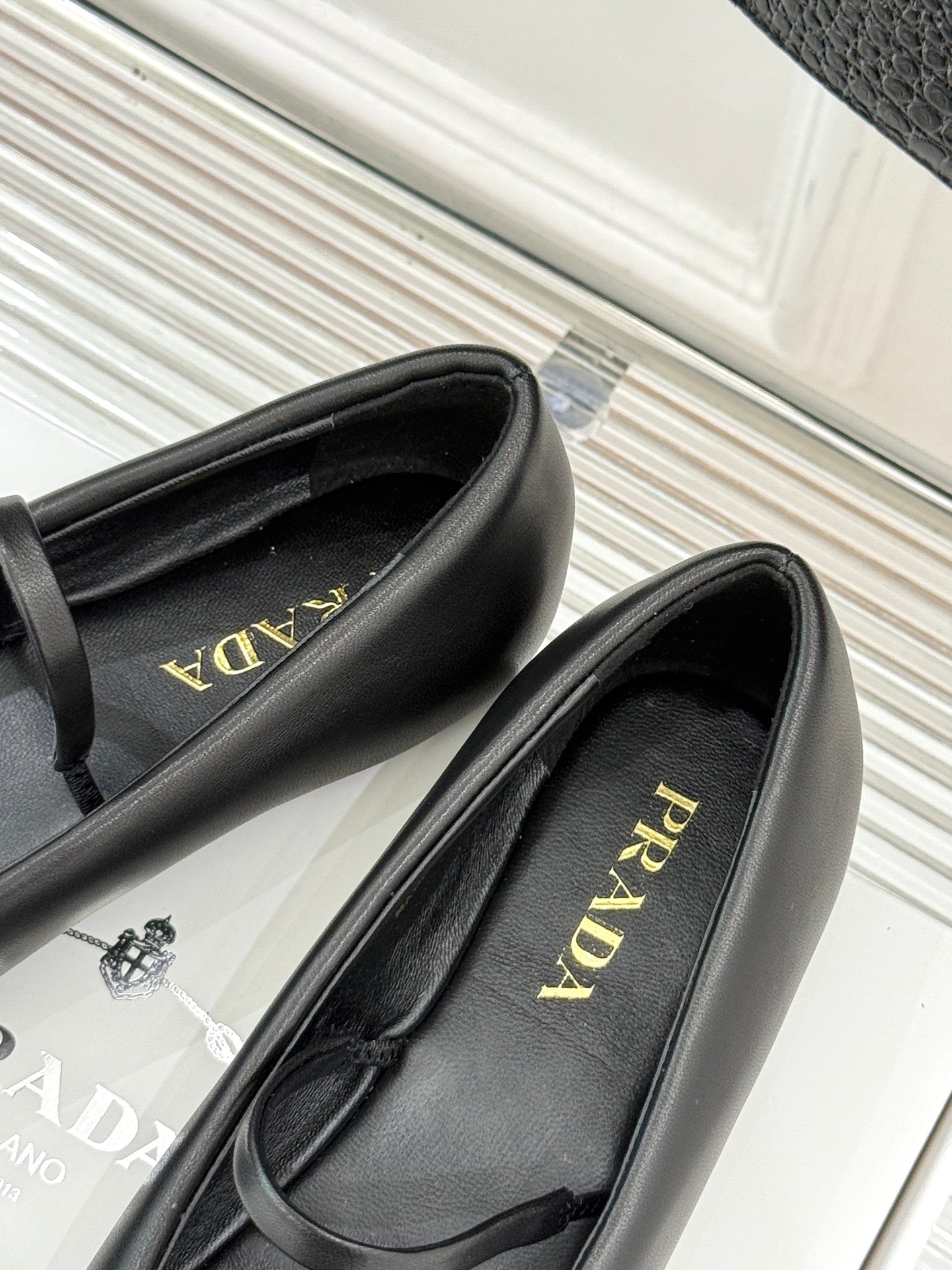 PRADA 25S SOFT PADDED BALLERINAS IN BLACK NAPPA LEATHER - 35