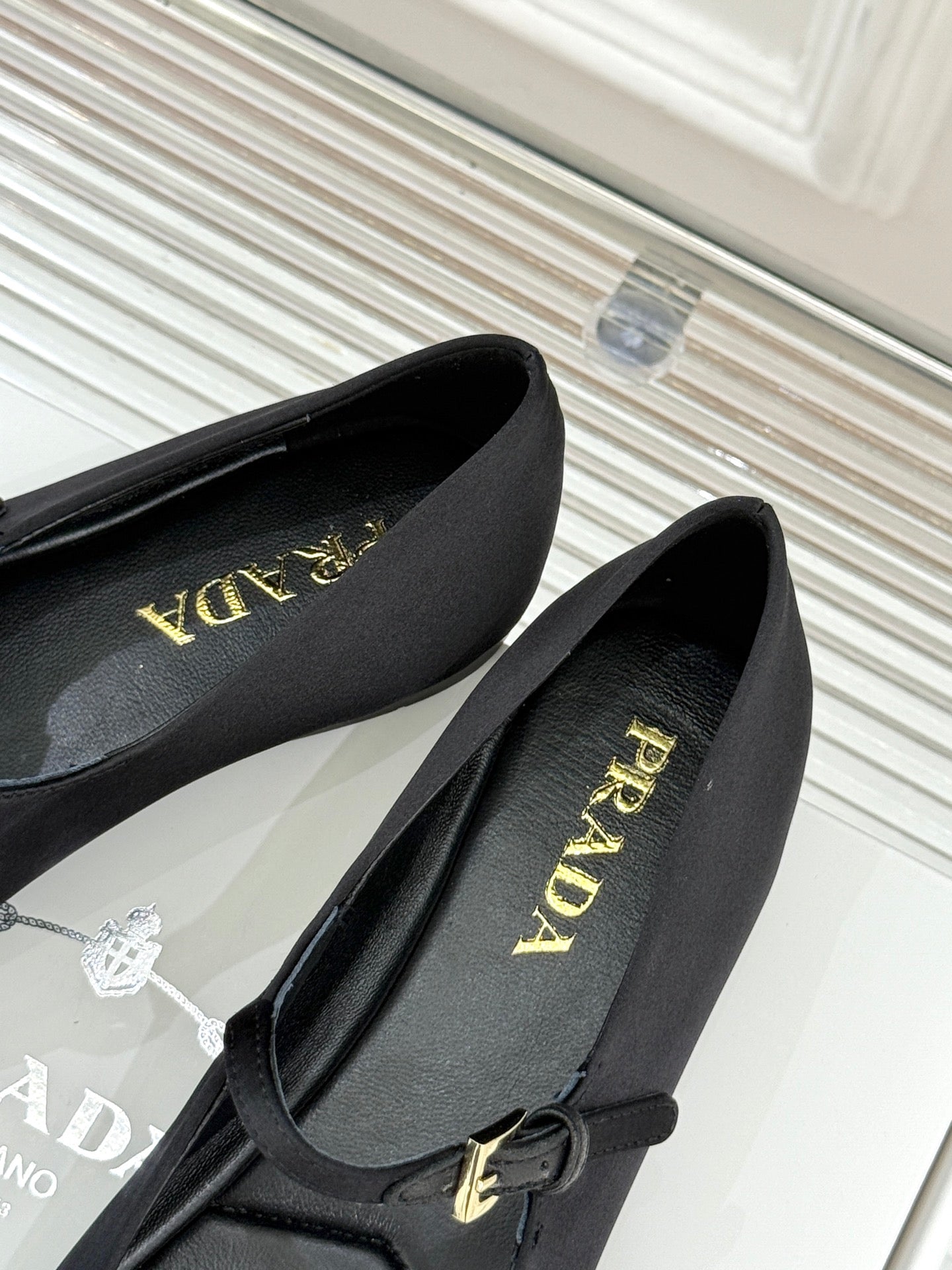 PRADA 25S BALLERINAS IN BLACK SATIN - 34