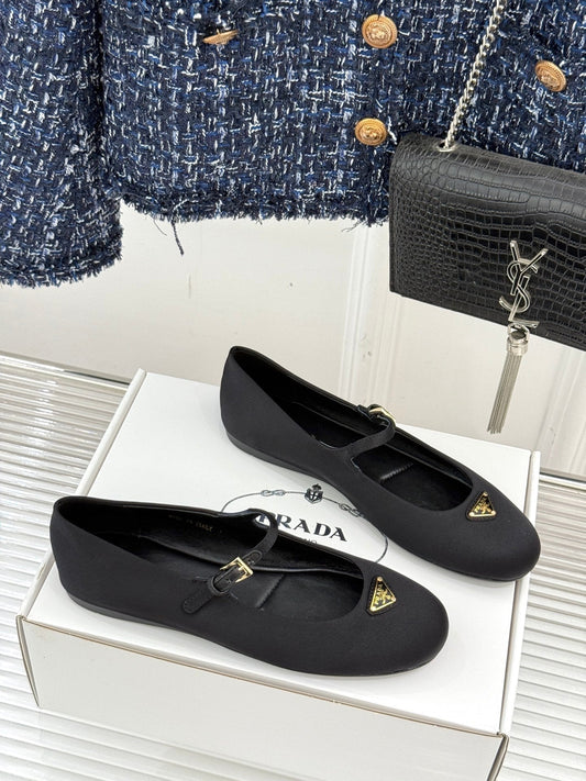 БАЛЕТКИ PRADA 25S ІЗ ЧОРНОГО АТЛАСУ - 34