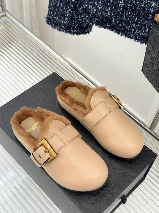 BALMAIN 26S МЮЛІ ANTHEM З БЕЖЕВОЇ ТЕЛЯЧОЇ ШКІРИ