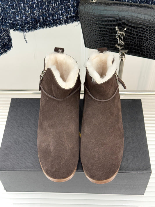 ALAIA 26S SNOW BOOTS IN DARK BROWN SUEDE AND WOOL