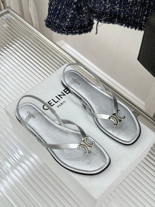 БОСОНІЖКИ-СЛІНГИ CELINE 26S ЗІ СРІБНОЇ ТЕЛЯЧОЇ ШКІРИ
