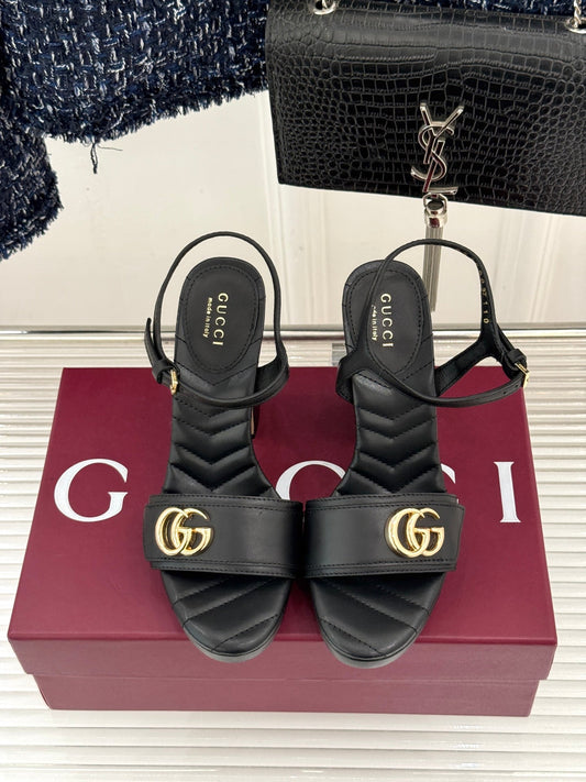 БОСОНІЖКИ GUCCI 26S НА ВИСОКИХ ПІДБОРАХ 120 ММ З ЧОРНОЇ ТЕЛЯЧОЇ ШКІРИ