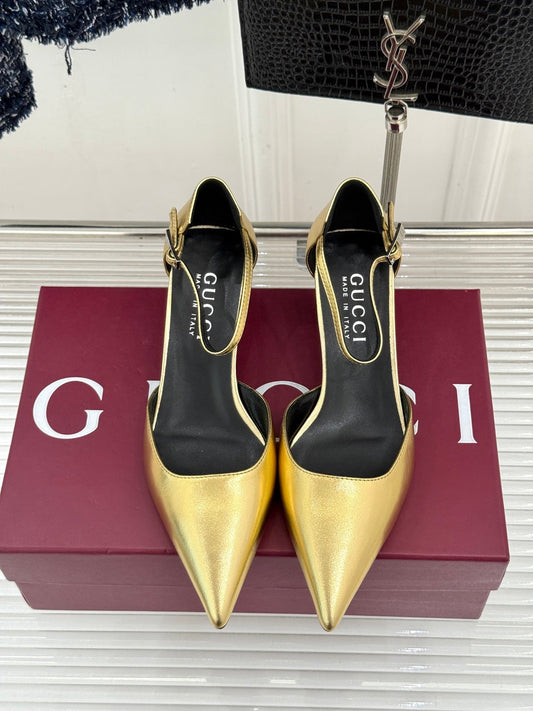 ВИСОКІ ПІДБОРИ GUCCI 26S 55 ММ ІЗ ЗОЛОТИСТОЇ ОВЕЧОЇ ШКІРИ