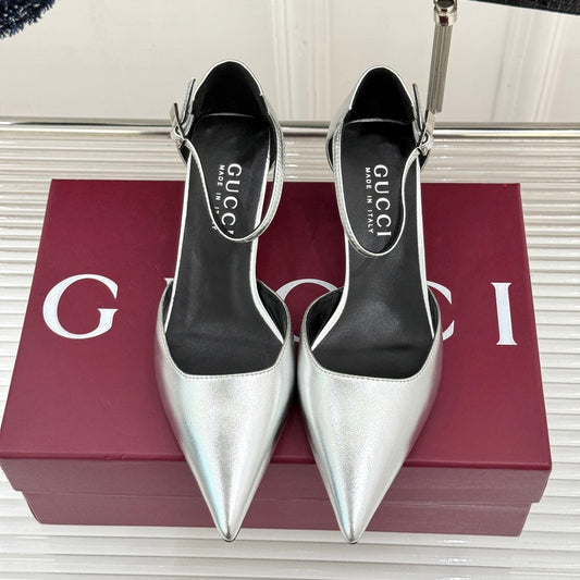 ВИСОКІ ПІДБОРИ GUCCI 26S 55 ММ З СРІБНОЇ ОВЧИНОЇ ШКІРИ