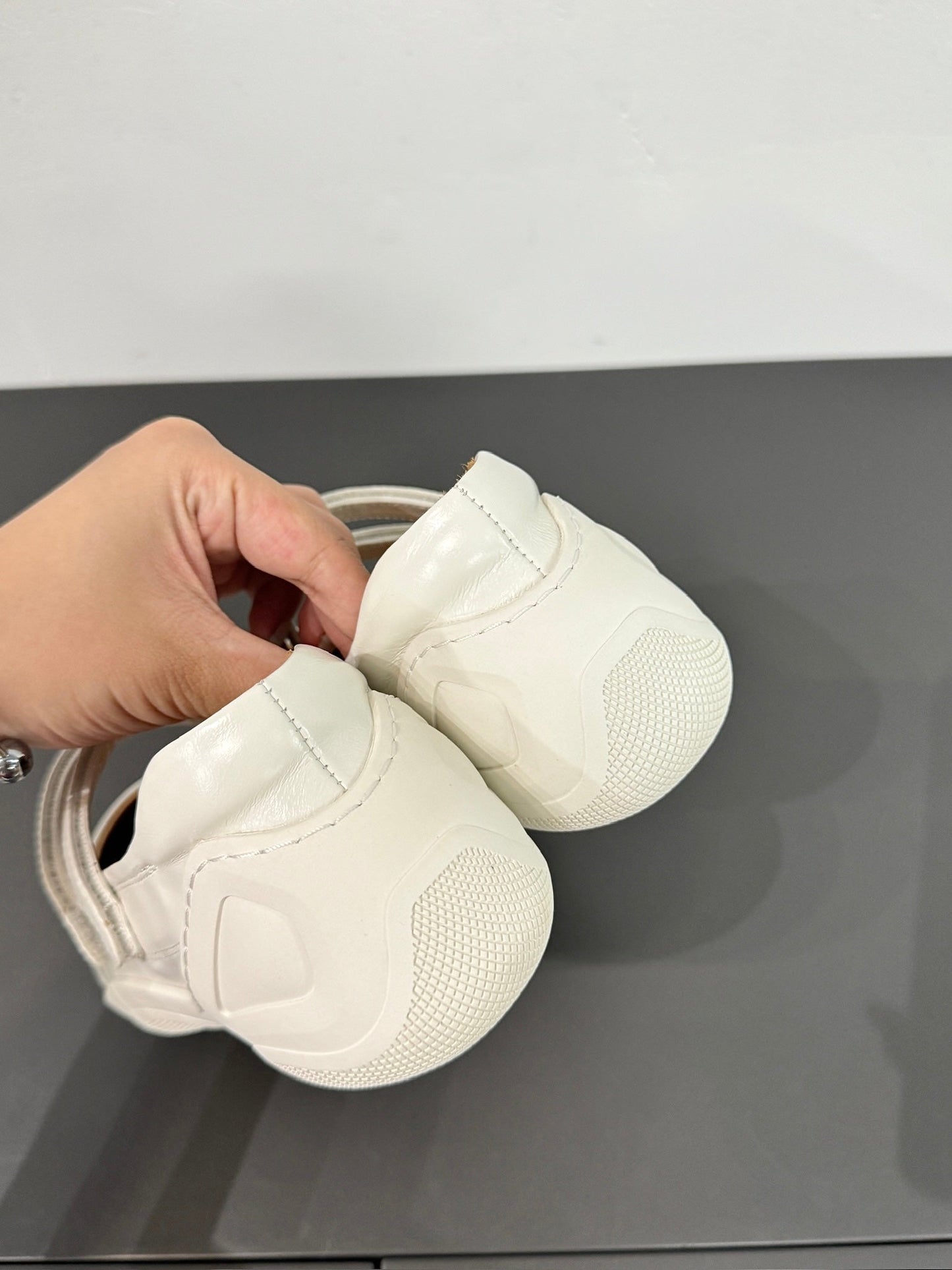 LP DOUBLE-STRAP MARY JANE FLATS 25S IN WHITE LAMBSKIN - 35
